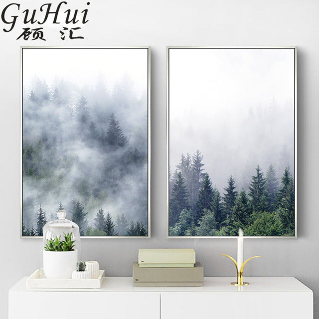 Forest Morning Fog Painting