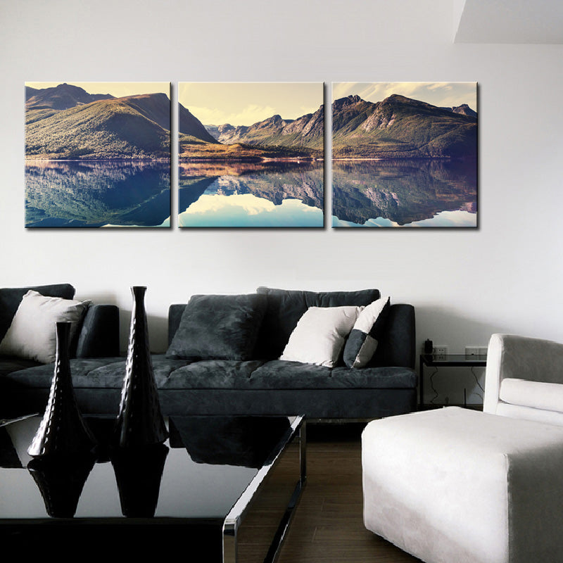 3 Panel Lakes and Mountain Painting
