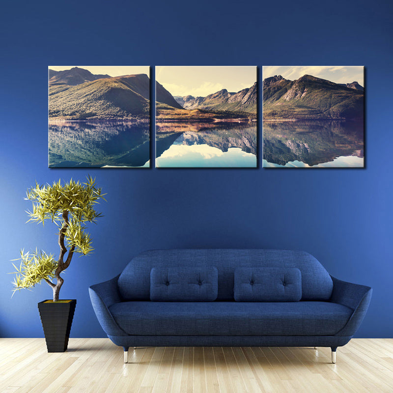 3 Panel Lakes and Mountain Painting