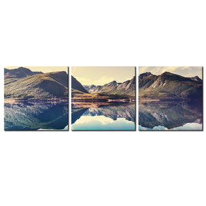 3 Panel Lakes and Mountain Painting
