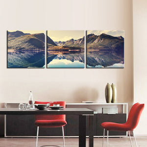 3 Panel Lakes and Mountain Painting