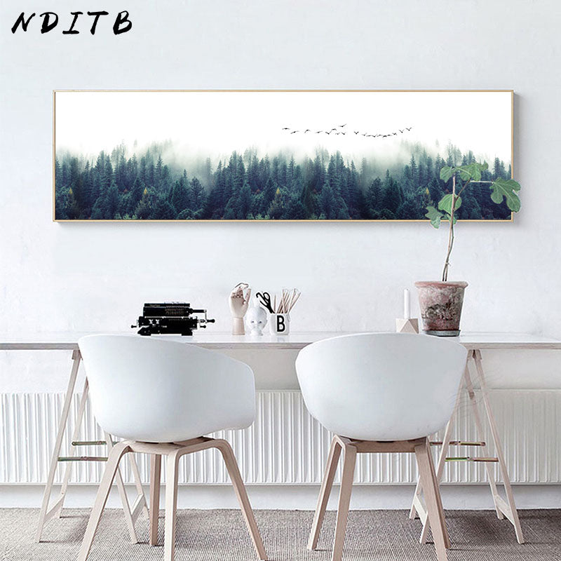 Foggy Forest Canvas Panorama Poster