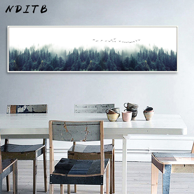 Foggy Forest Canvas Panorama Poster